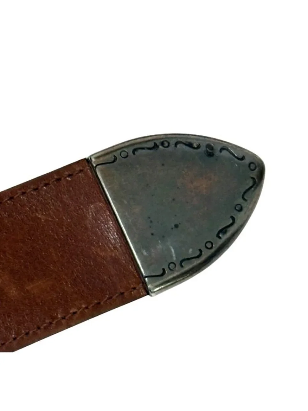 Streets Ahead Womens Statement Belt Brown Leather Silver-Tone Buckle Boho Size S